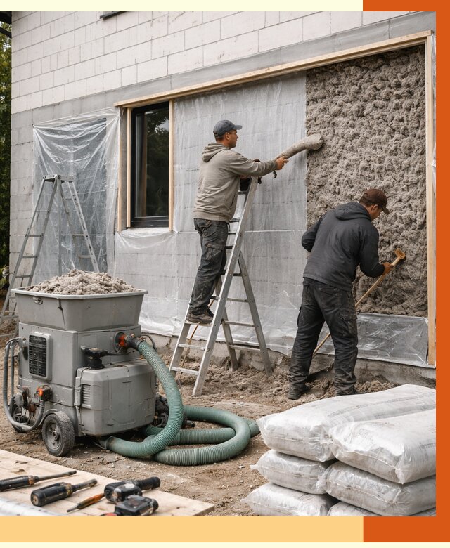 Утепление дома из газобетона эковатой в Москве от 4692 руб./м2 | ТеплоМастерМск
