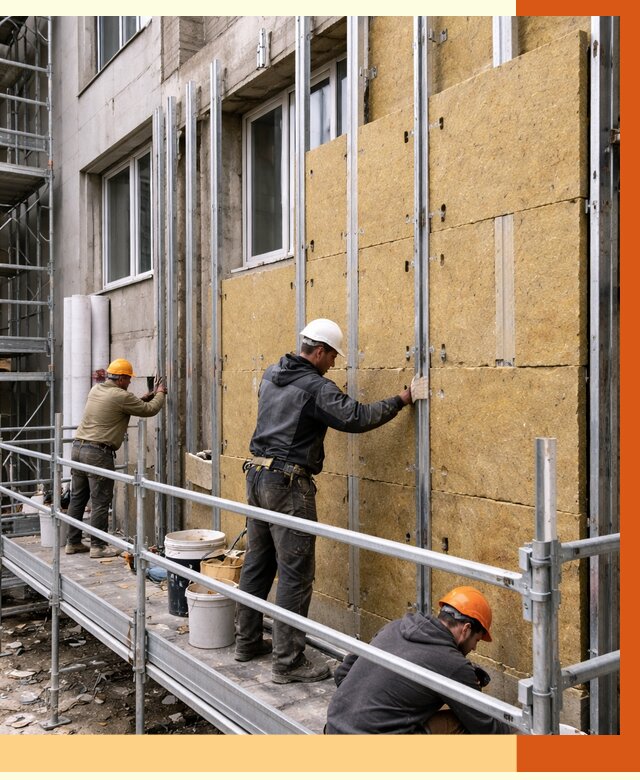 Утепление вентилируемого фасада в Москве от 5839 руб/м2 — монтаж и утепление вентфасад | ТеплоМастерМск
